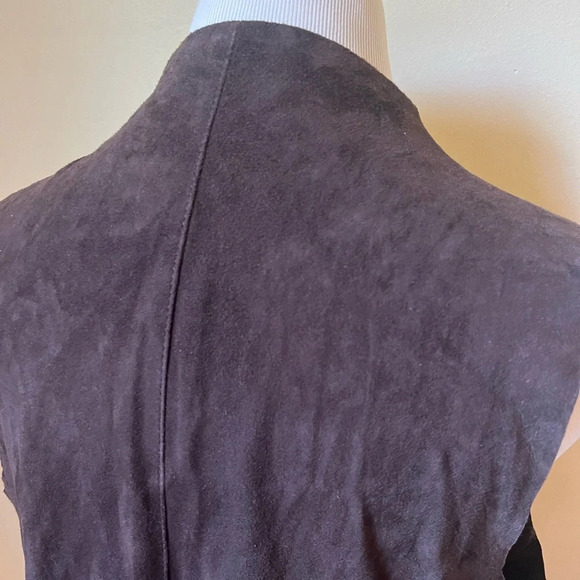 Eileen Fisher Chocolate Goat Leather Suede Vest, size medium - Picture 4 of 6